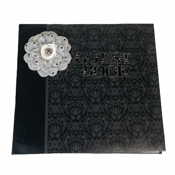 Floral Guest Book, Black, Gray - Picture 5 of 5